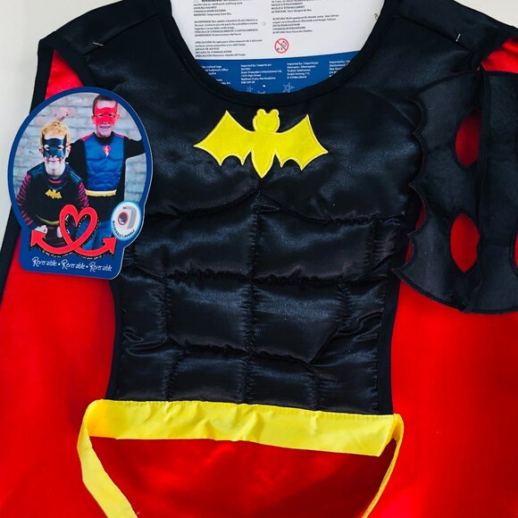 New w/Tag-Great Pretenders Reversible Superhero Tunic Cape with Mask Size 4-7 - Picture 7 of 16